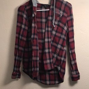 Plaid/flannel with gray hood